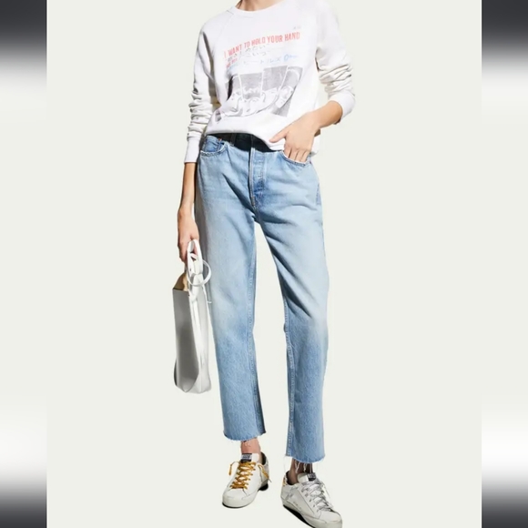 Re/Done Denim - RE/DONE | High Rise 70's Straight Jeans W/Raw Hem